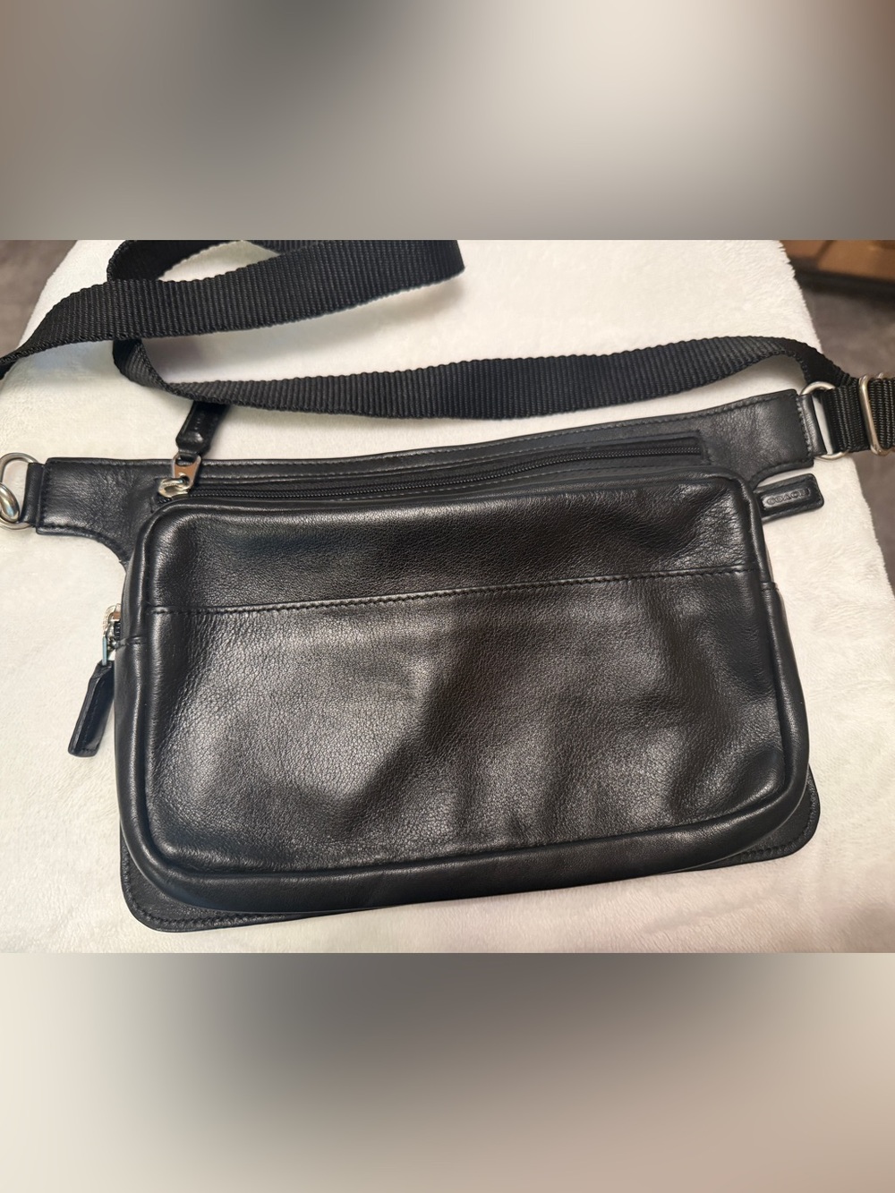 Coach Black Leather crossbody Bag with Adjustable Strap